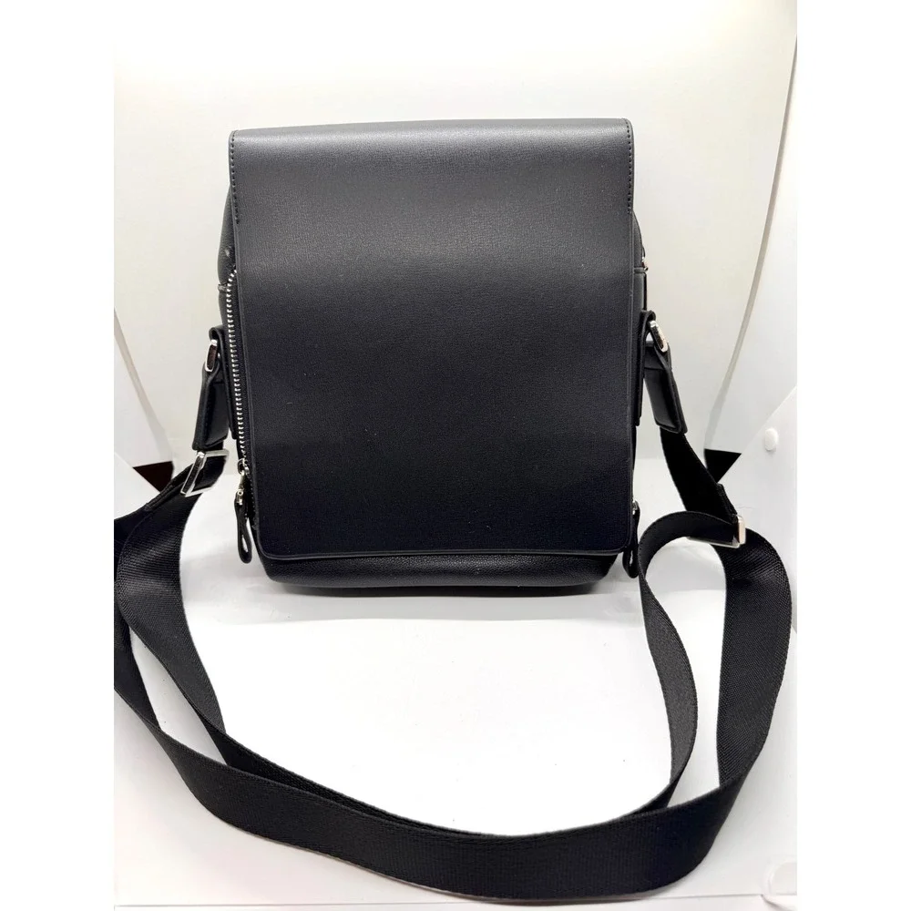 Set of 2 Faux Leather Crossbody Messenger Bags Black Brown Travel Satchel‎